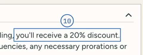 The FAQ’s “a 20% discount”, framed.