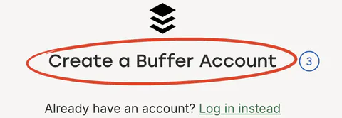 The trial’s form, headed “Create a Buffer Account”, ringed.