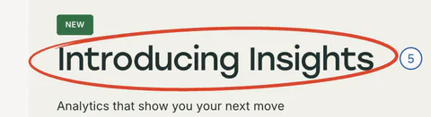 The announcement beside the form, “Introducing Insights”, ringed.
