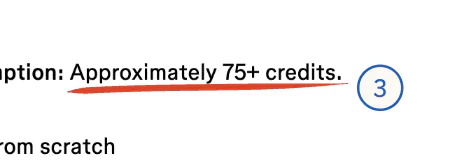 The example “Approximately 75+ credits.”, underlined.
