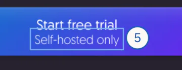 “Self-hosted only”, under Business’s button, framed.