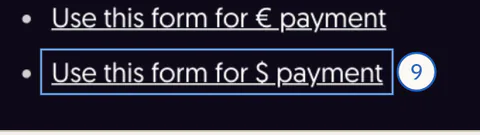 The link “Use this form for $ payment”, framed.